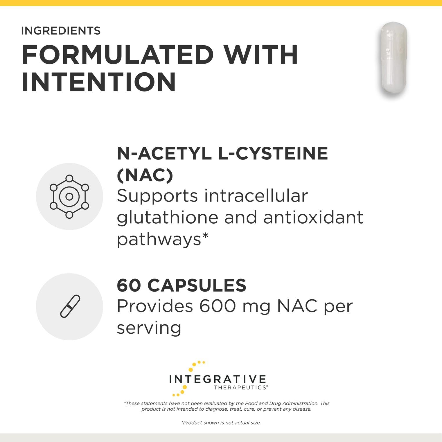 Integrative Therapeutics NAC etiqueta con ingredientes y transparencia de marca
