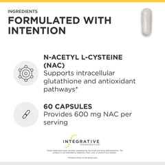 Integrative Therapeutics NAC etiqueta con ingredientes y transparencia de marca