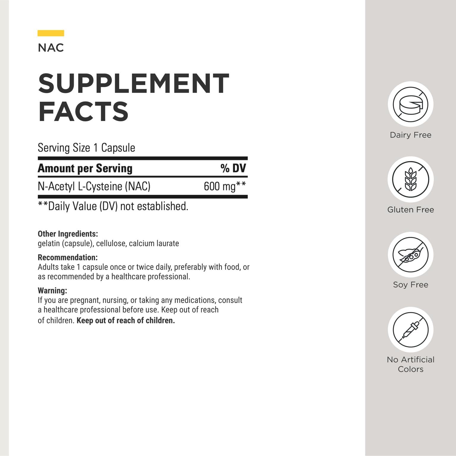 Integrative Therapeutics NAC cápsula en mano destacando textura y fácil ingestión