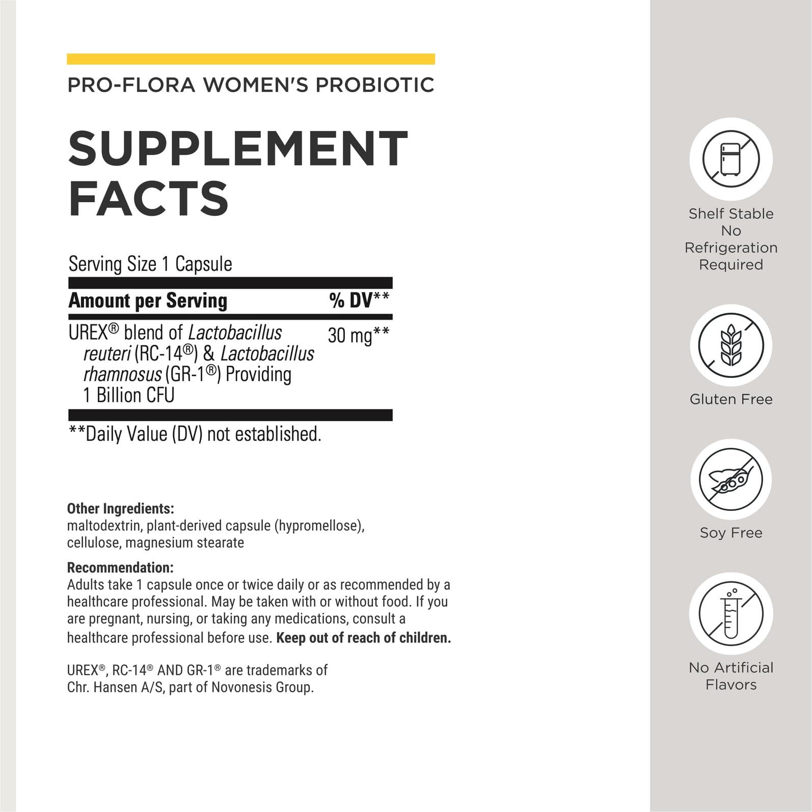 Integrative Therapeutics etiqueta con cepas L. rhamnosus GR‑1 y L. reuteri RC‑14