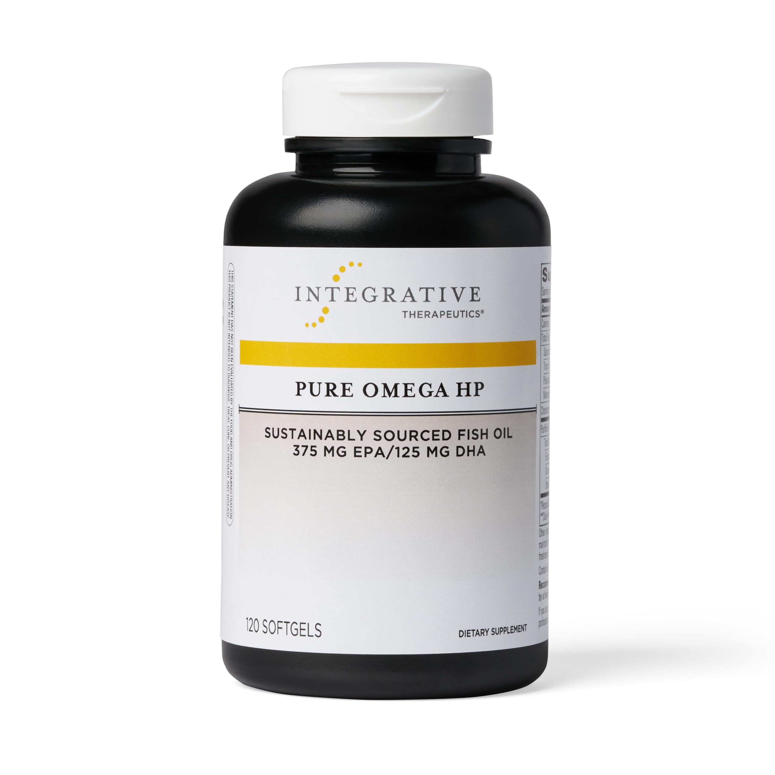 Integrative Therapeutics frasco frontal mostrando pure omega hp y enfoque en pureza