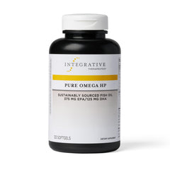 Integrative Therapeutics frasco frontal mostrando pure omega hp y enfoque en pureza