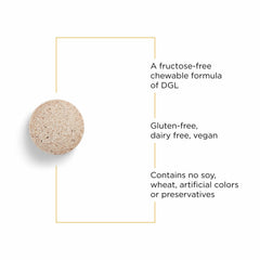 Integrative Therapeutics primer plano de textura de tableta Rhizinate destacando su forma masticable