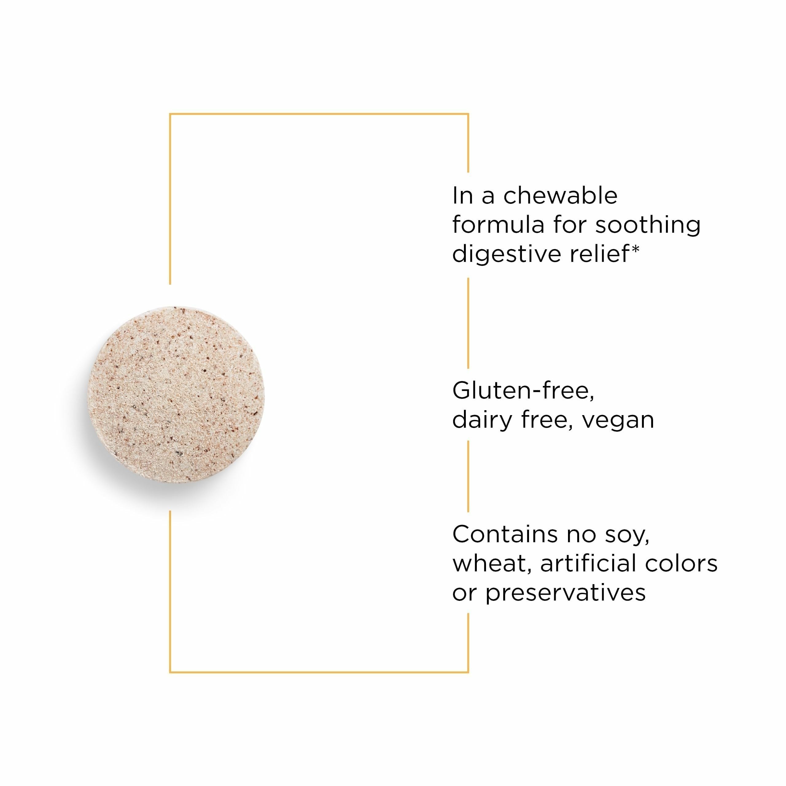 Integrative Therapeutics textura de tableta masticable para liberación rápida y confort