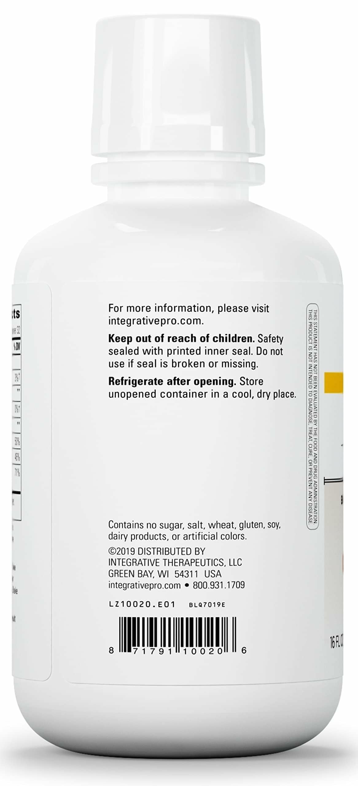 Integrative Therapeutics textura líquida naranja vainilla para fácil toma