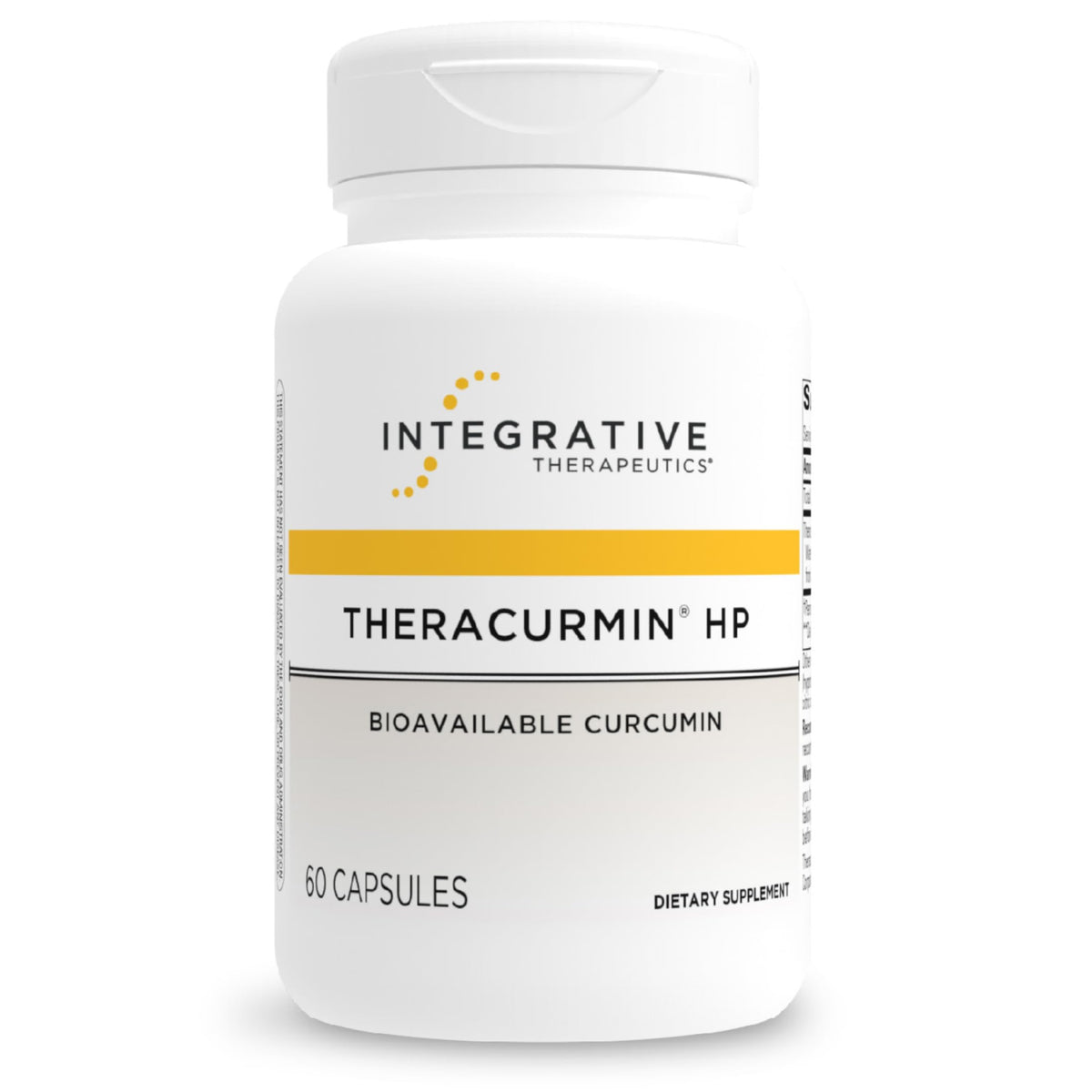 Integrative Therapeutics frasco Theracurmin HP mostrando empaque, claridad de uso