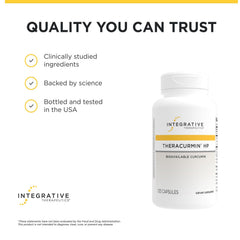 Integrative Therapeutics Theracurmin HP comparación de tamaño ilustrando las 120 cápsulas