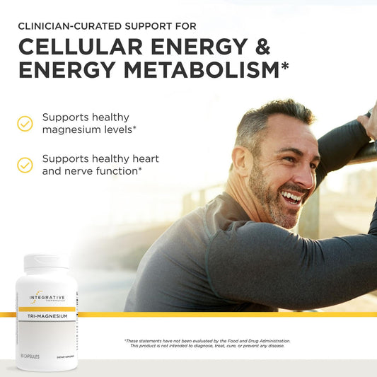 Integrative Therapeutics Tri-Magnesium cápsulas detalle para fácil ingestión y dosificación