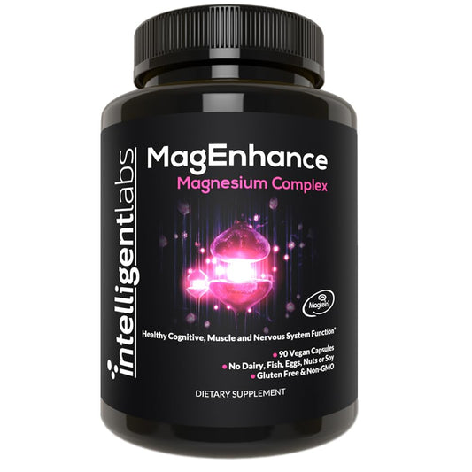 Intelligent Labs envase frontal de MagEnhance mostrando diseño y dosis