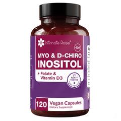 Intimate Rose frasco frontal mostrando etiqueta y beneficio de equilibrio hormonal