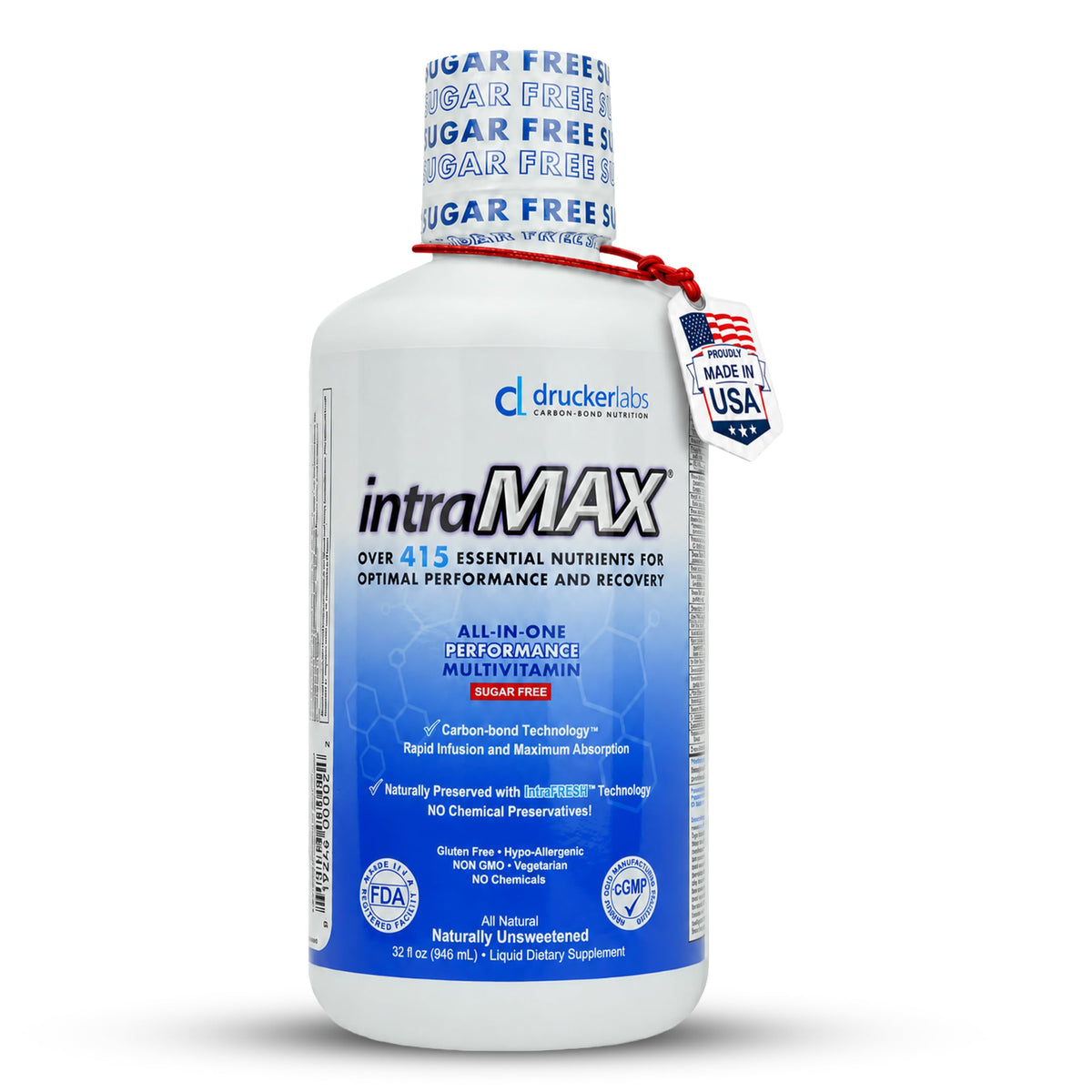 intraMAX botella frontal 32 oz mostrando presentación y beneficios