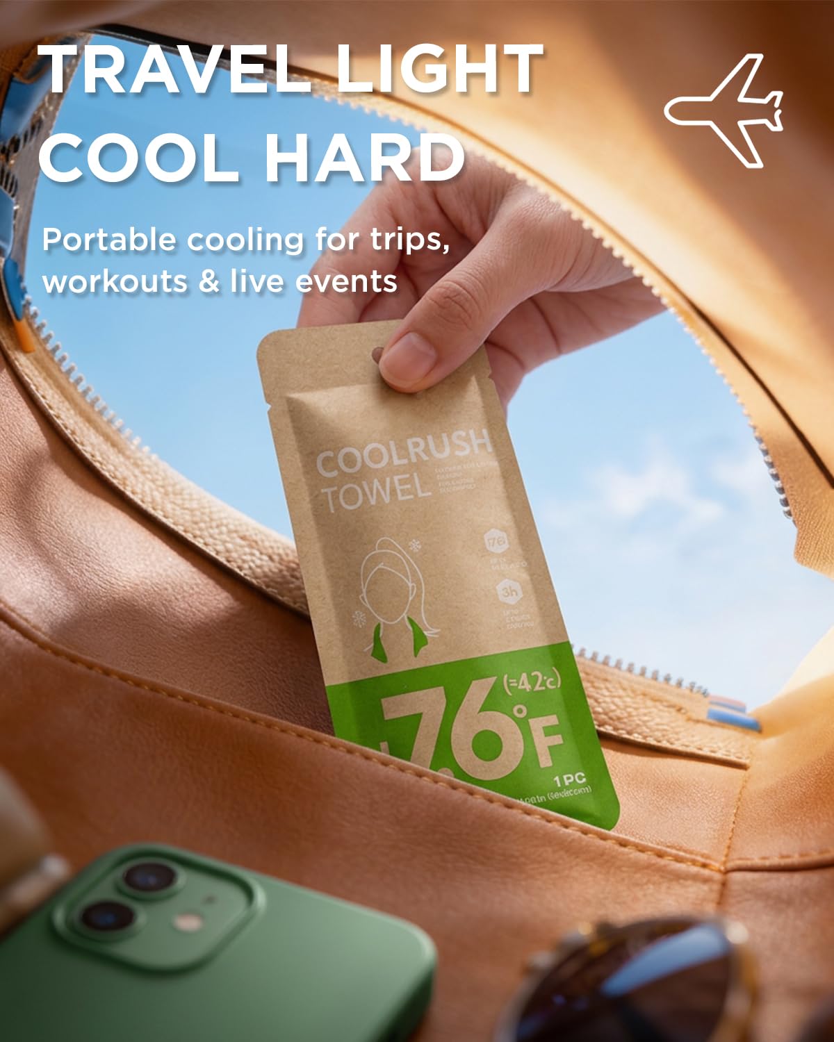 IntreLife CoolRush comparación de tamaño con mano, compacto y ligero