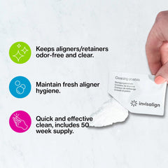 INVISALIGN sobre abierto con polvo para limpieza rápido y efectivo