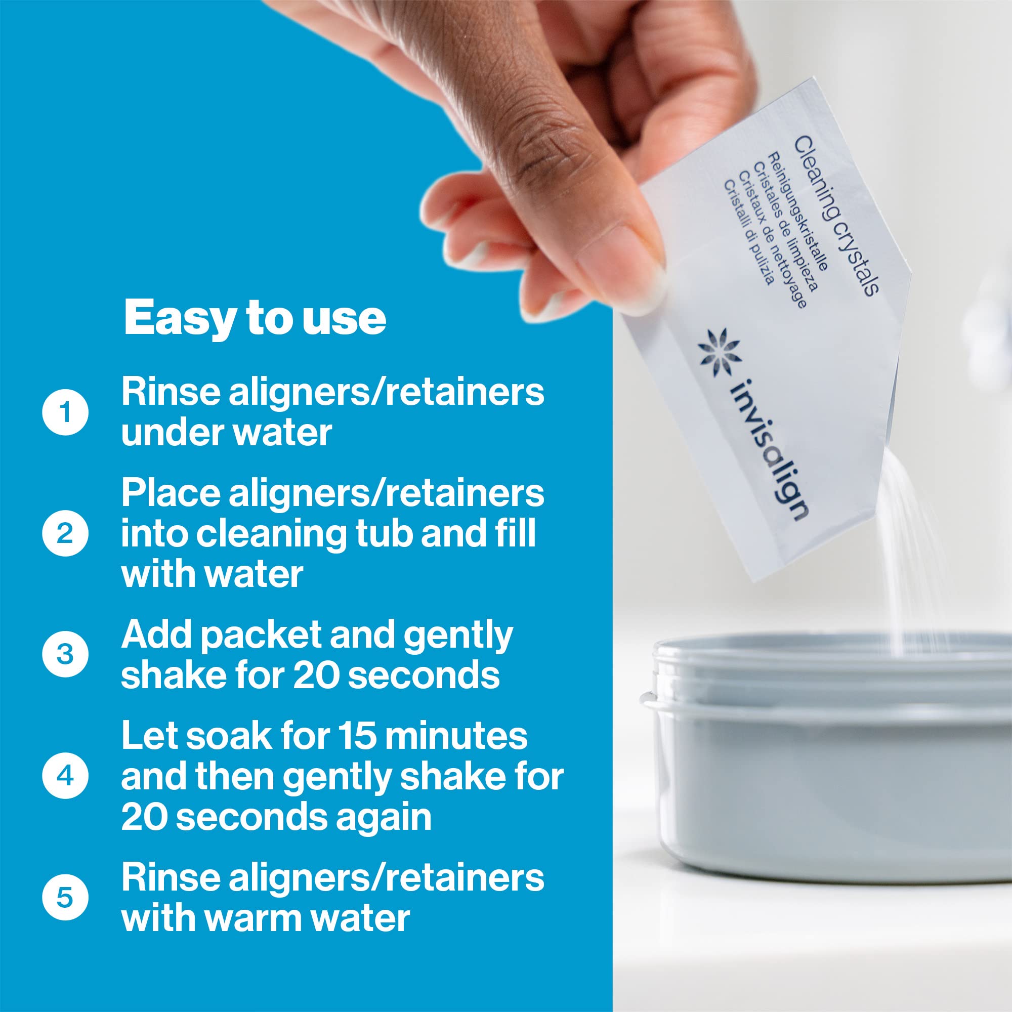 INVISALIGN etiqueta con ingredientes listados para transparencia del producto
