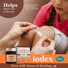 IODEX etiqueta en close-up resaltando concentración de 4.7% yodo