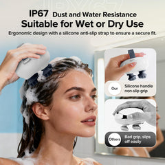 IOOKNA en uso sobre cabello mojado para limpieza y masaje cómodo