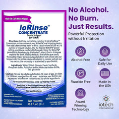 Iotech ioRinse closeup en boca demostrando sensación de frescura prolongada