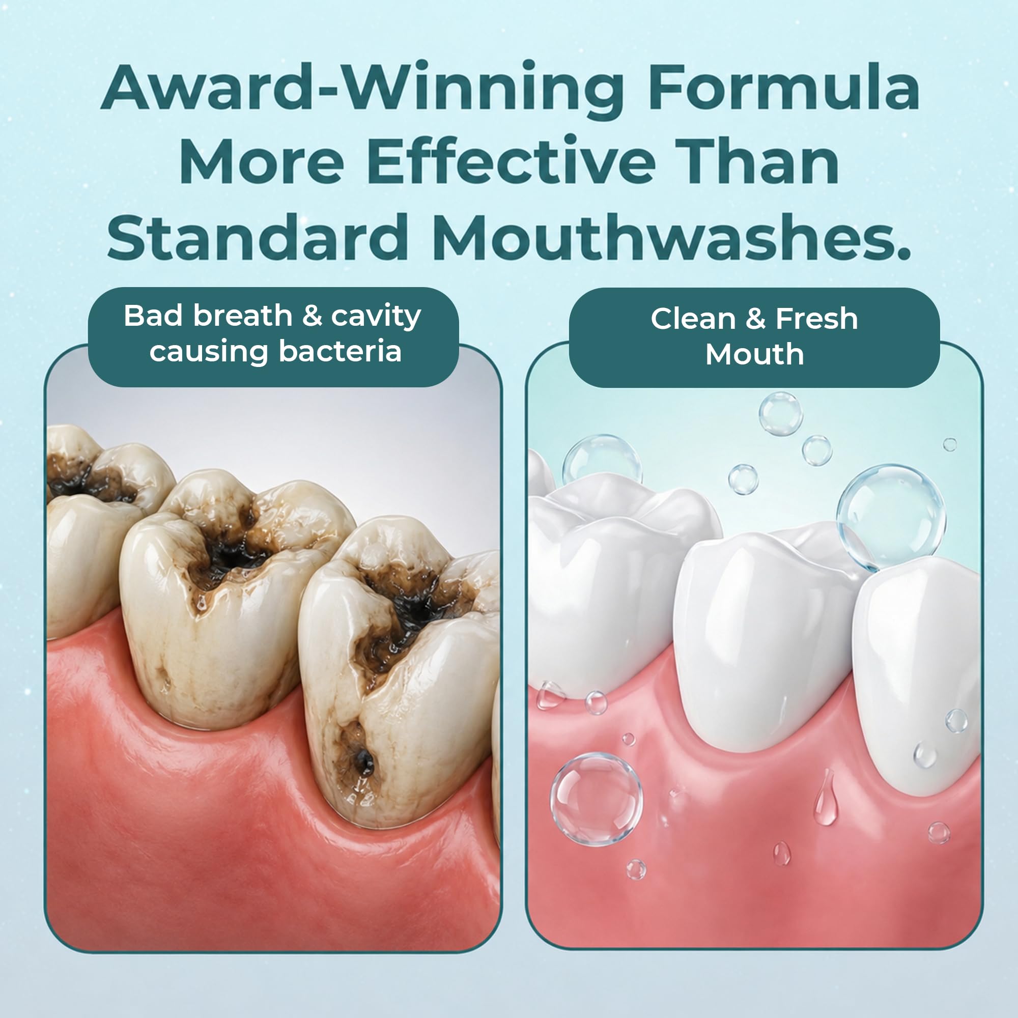 ioTech ioRinse AC botella sobre bandeja en clínica dental, benefit: opción profesional recomendada