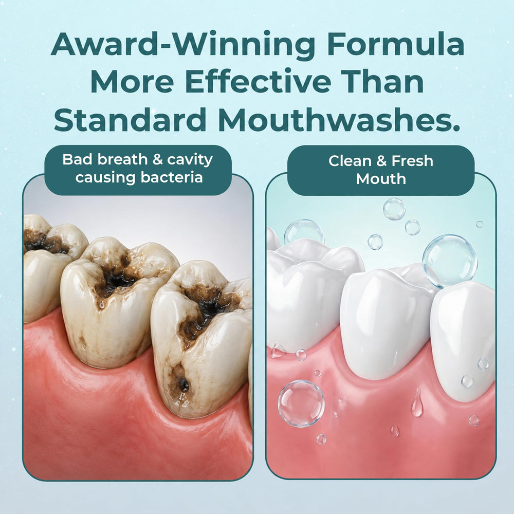ioTech ioRinse AC botella sobre bandeja en clínica dental, benefit: opción profesional recomendada