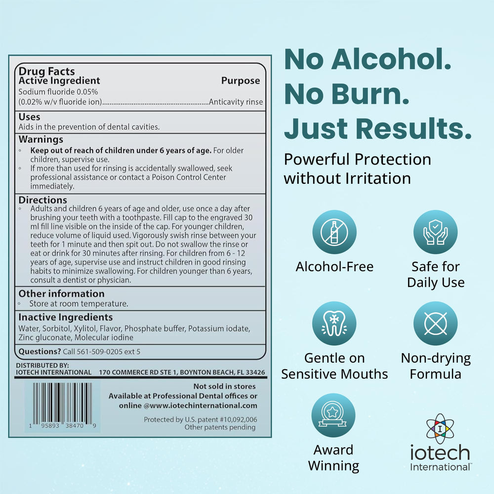 ioTech ioRinse AC persona enjuagándose frente al espejo, benefit: uso diario fácil y cómodo
