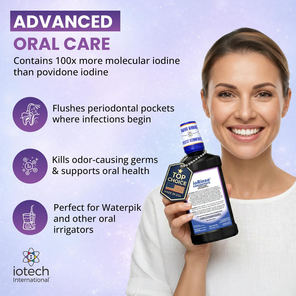 ioTech ioRinse detalle de etiqueta con ingredientes y concentración visible