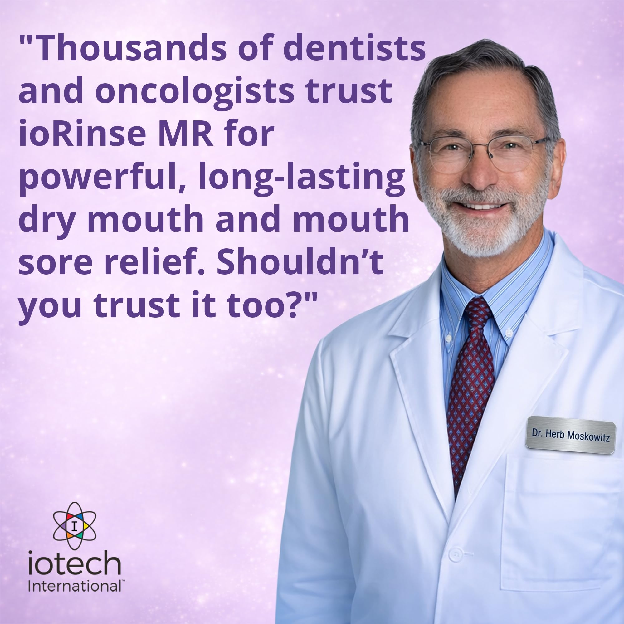 Iotech ioRinse MR etiqueta con ingredientes para confianza clínica