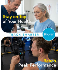 Persona usando iProven OXI-27 tras caminata, permite controles inmediatos de bienestar