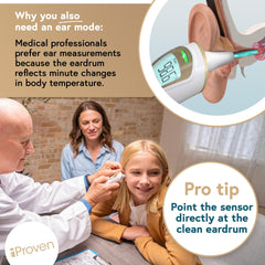 iProvèn vista lateral destacando la sonda auricular para medición precisa