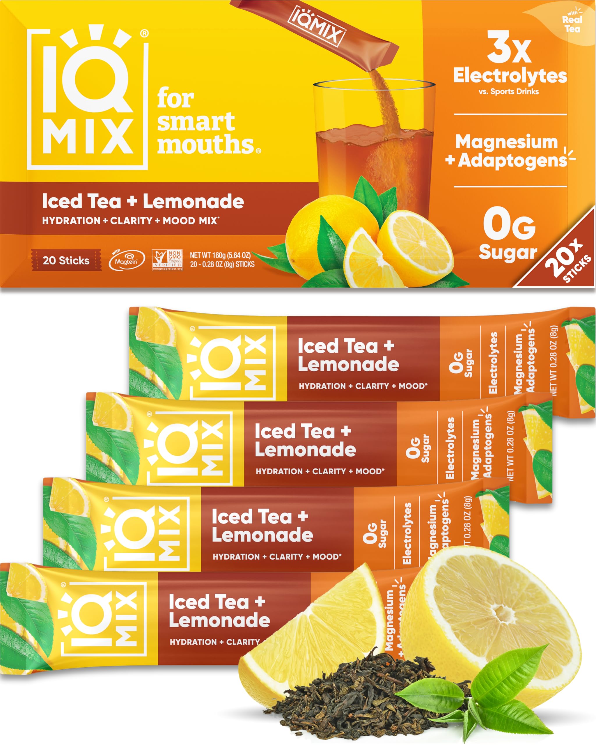 IQBAR IQMIX Iced Tea + Lemonade frente del empaque muestra conveniencia