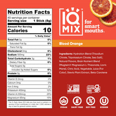 IQBAR disposición de 40 sobres IQMIX Blood Orange listos para llevar y usar