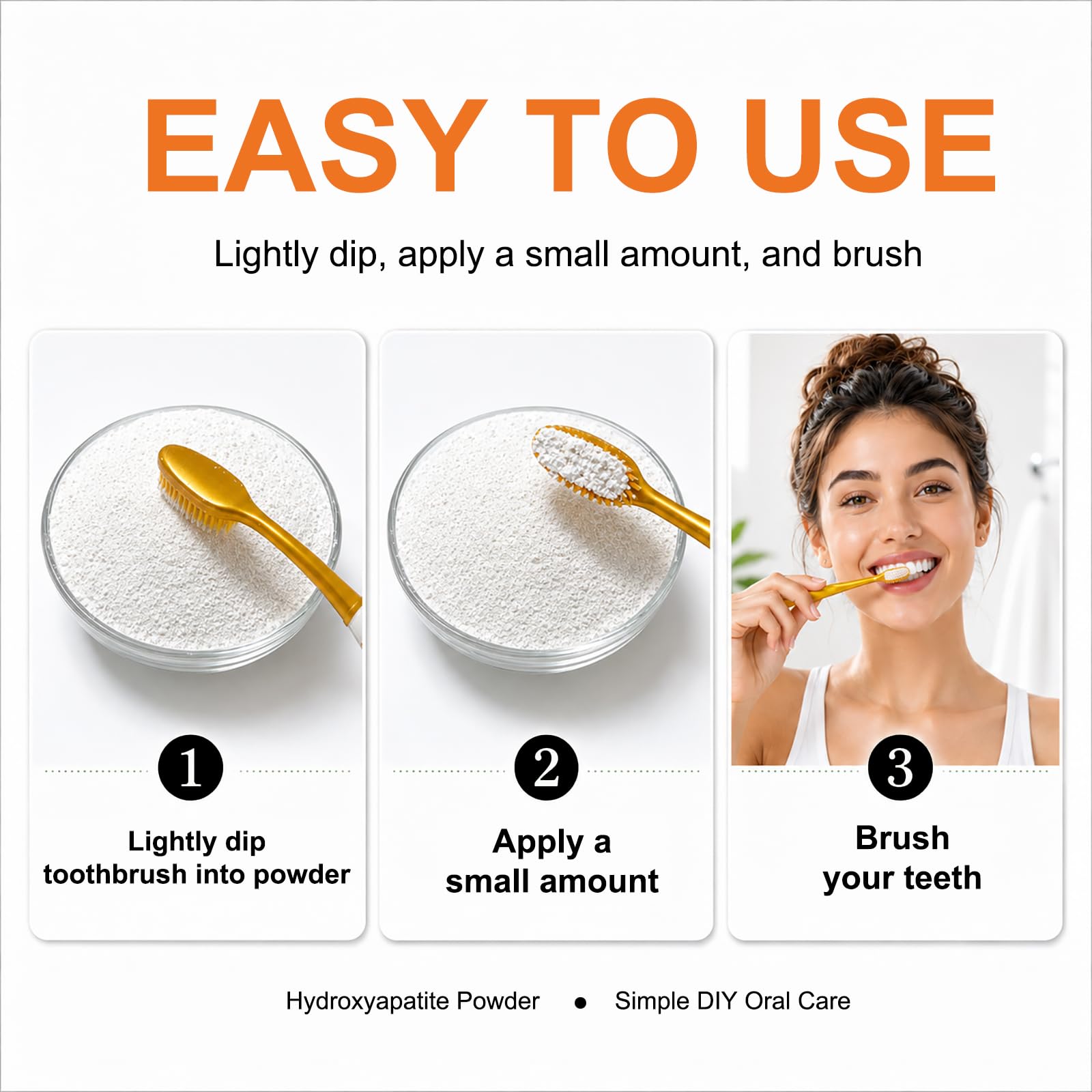 iReaLax polvo aplicado sobre pasta dental antes del cepillado