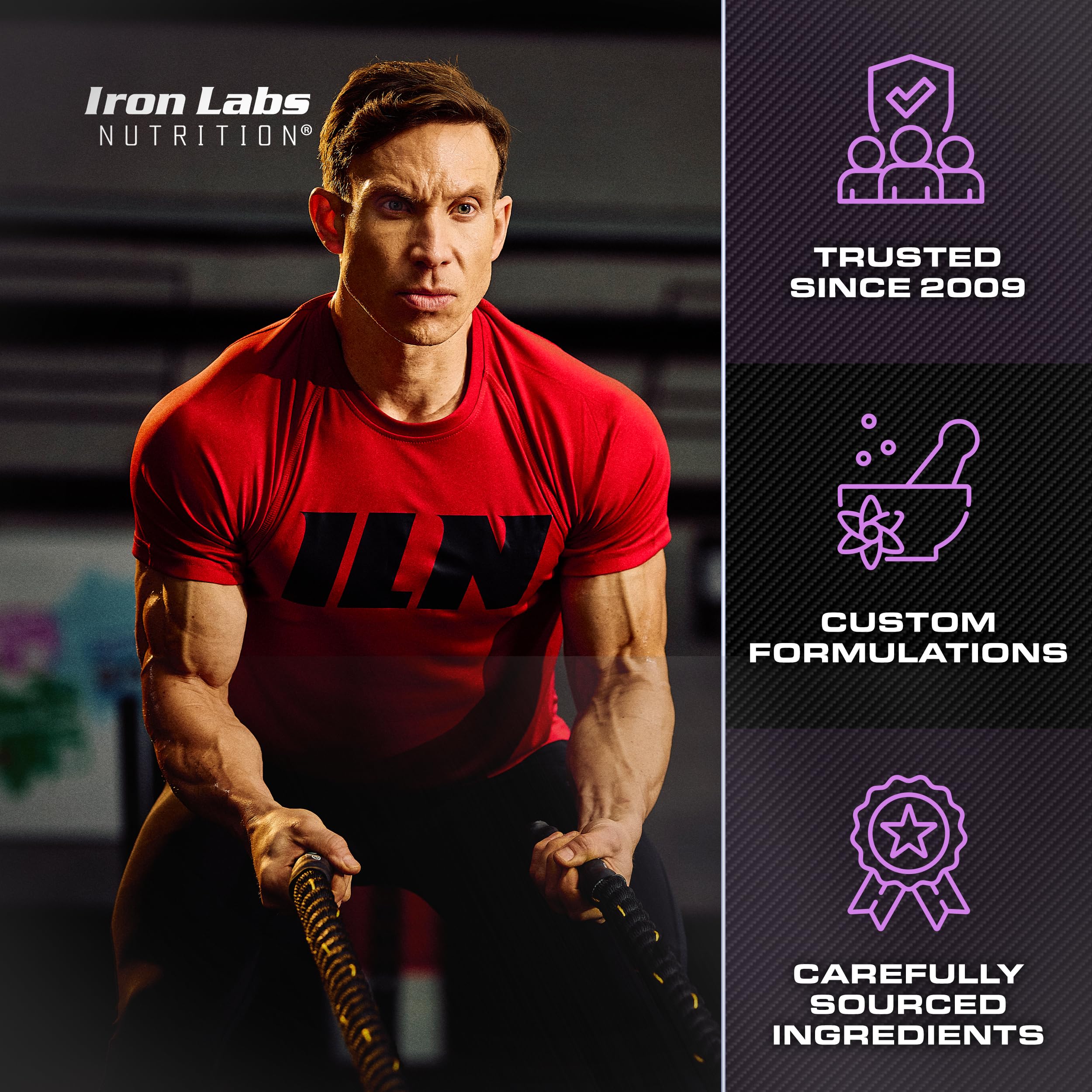 Iron Labs Nutrition lista de ingredientes en la etiqueta para referencia transparente