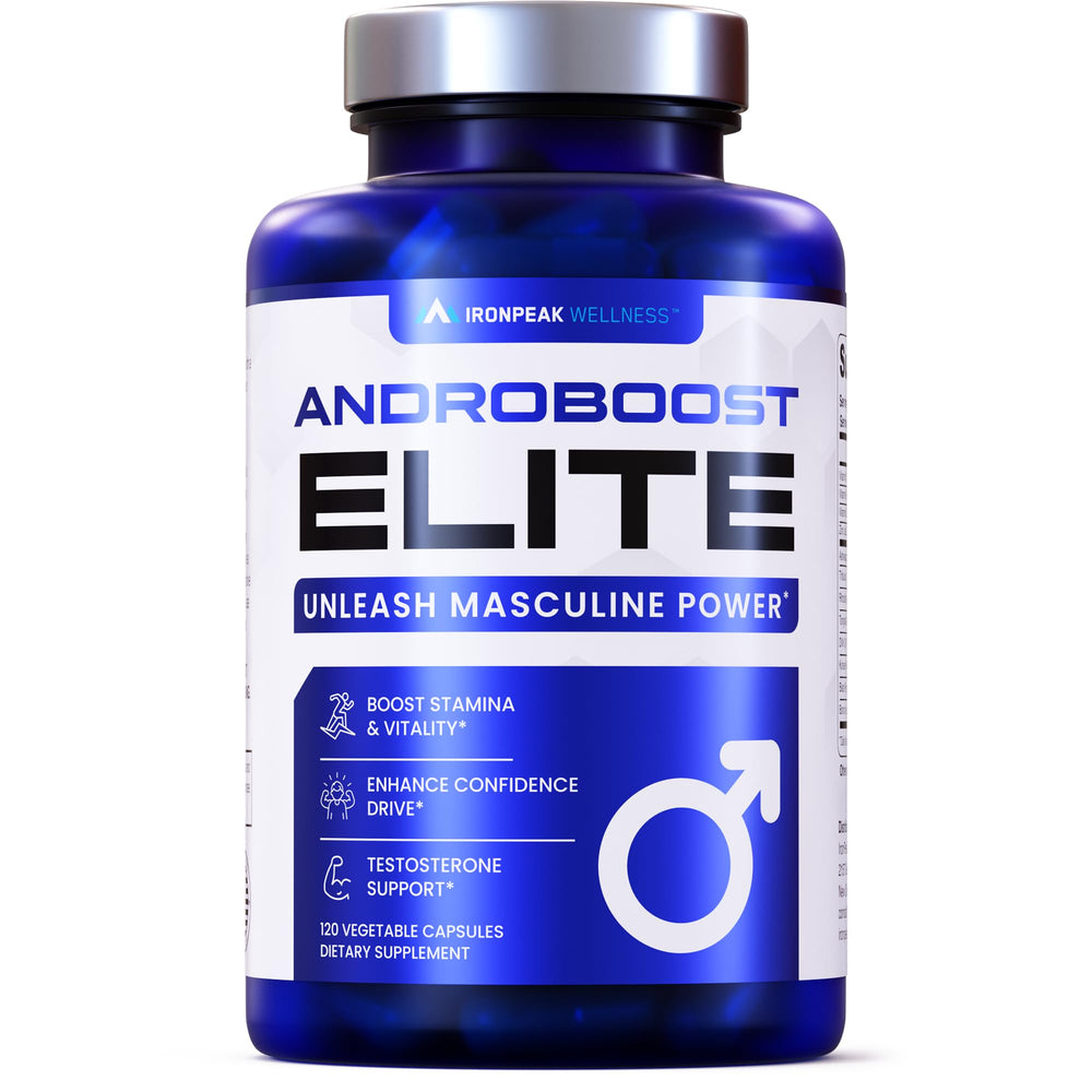 IronPeak AndroBoost frontal del envase mostrando la marca y beneficio