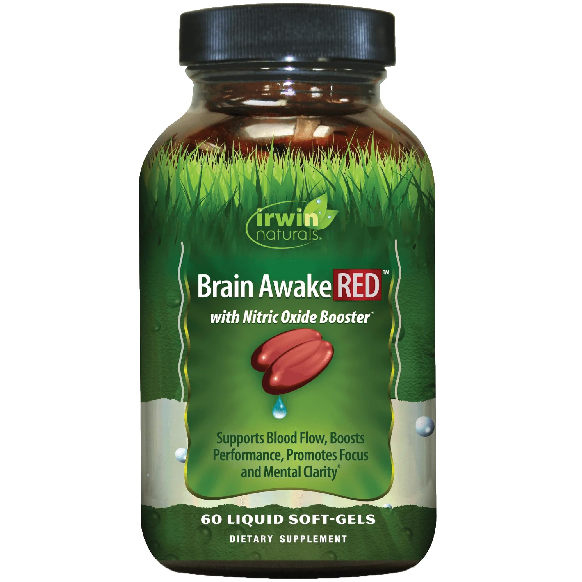 Irwin Naturals frasco frontal mostrando la fórmula para enfoque