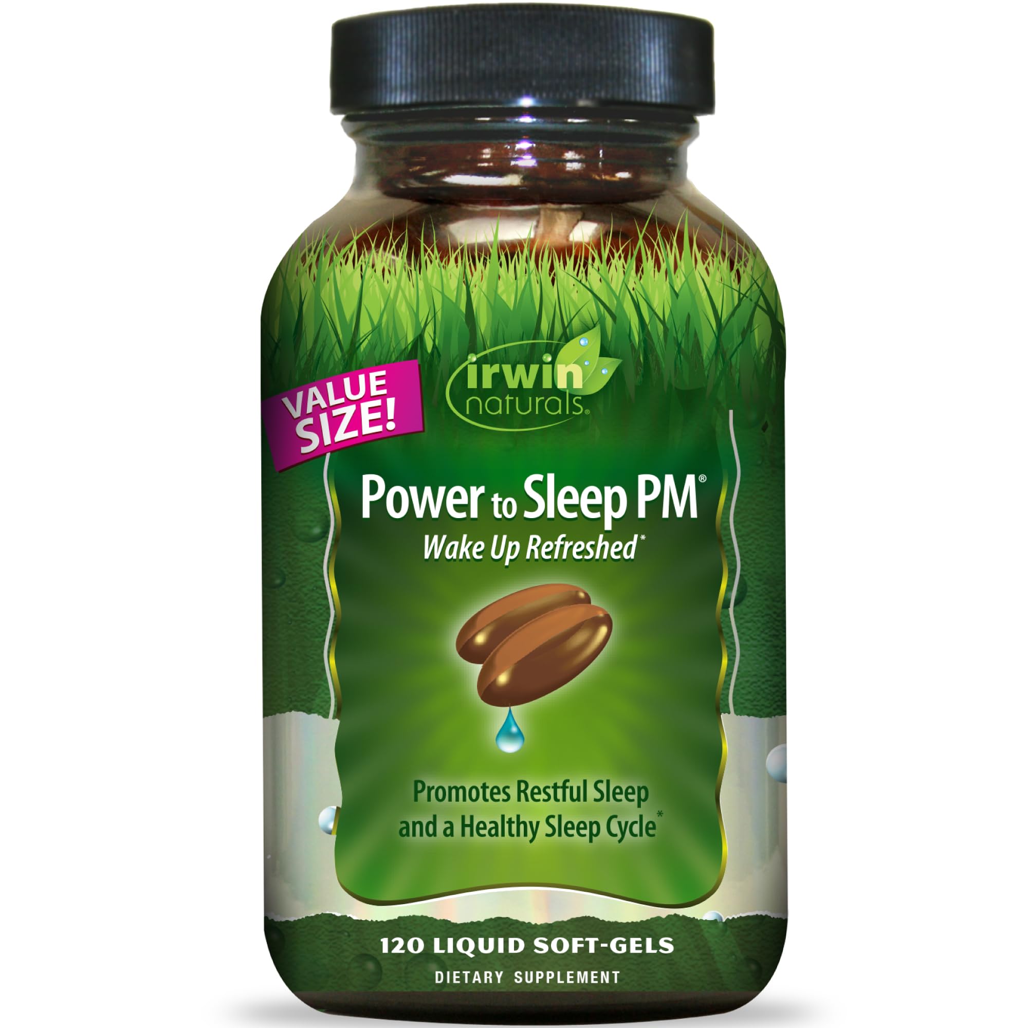 Irwin Naturals envase frontal mostrando etiqueta y beneficios para dormir