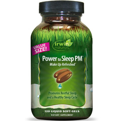 Irwin Naturals envase frontal mostrando etiqueta y beneficios para dormir