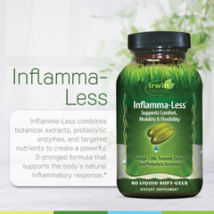 Irwin Naturals Inflamma-Less cápsula junto a una moneda para comparar tamaño