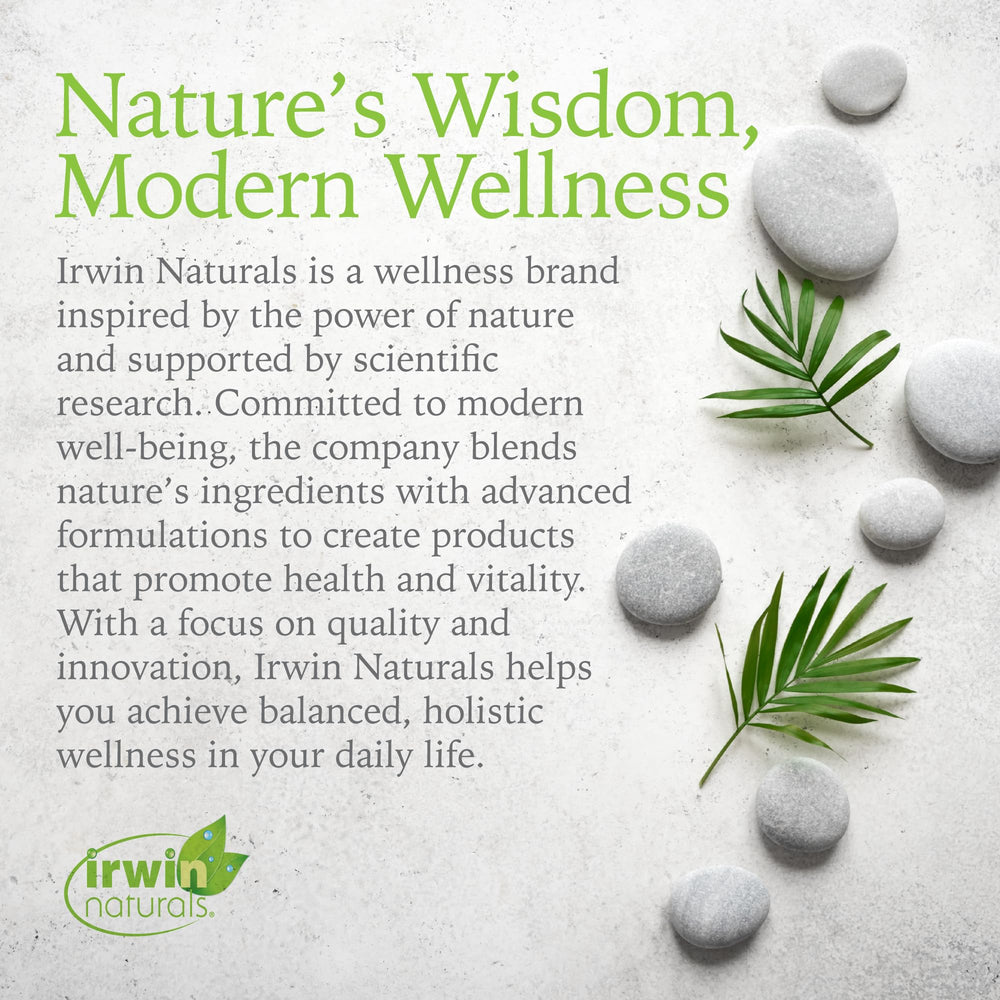 Softgels Irwin Naturals junto a una regla para comparar tamaño y dosis