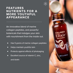 Isagenix Collagen Elixir junto a una regla para comparar tamaño y portabilidad