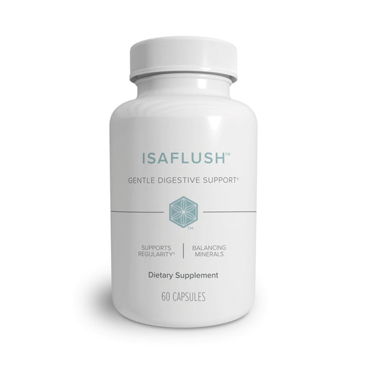 Isagenix IsaFlush frontal del envase mostrando la marca y formato