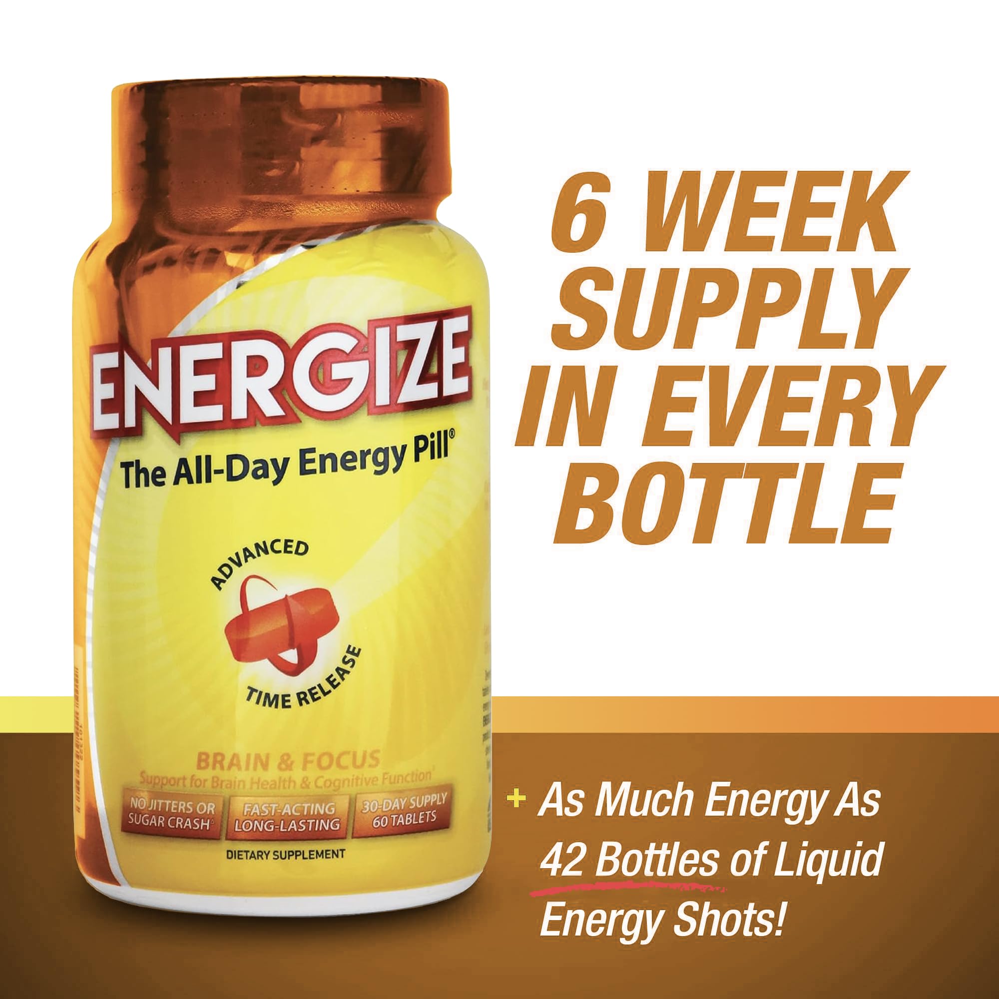 iSatori Energize comprimido en mano para comparar tamaño y dosificación visual
