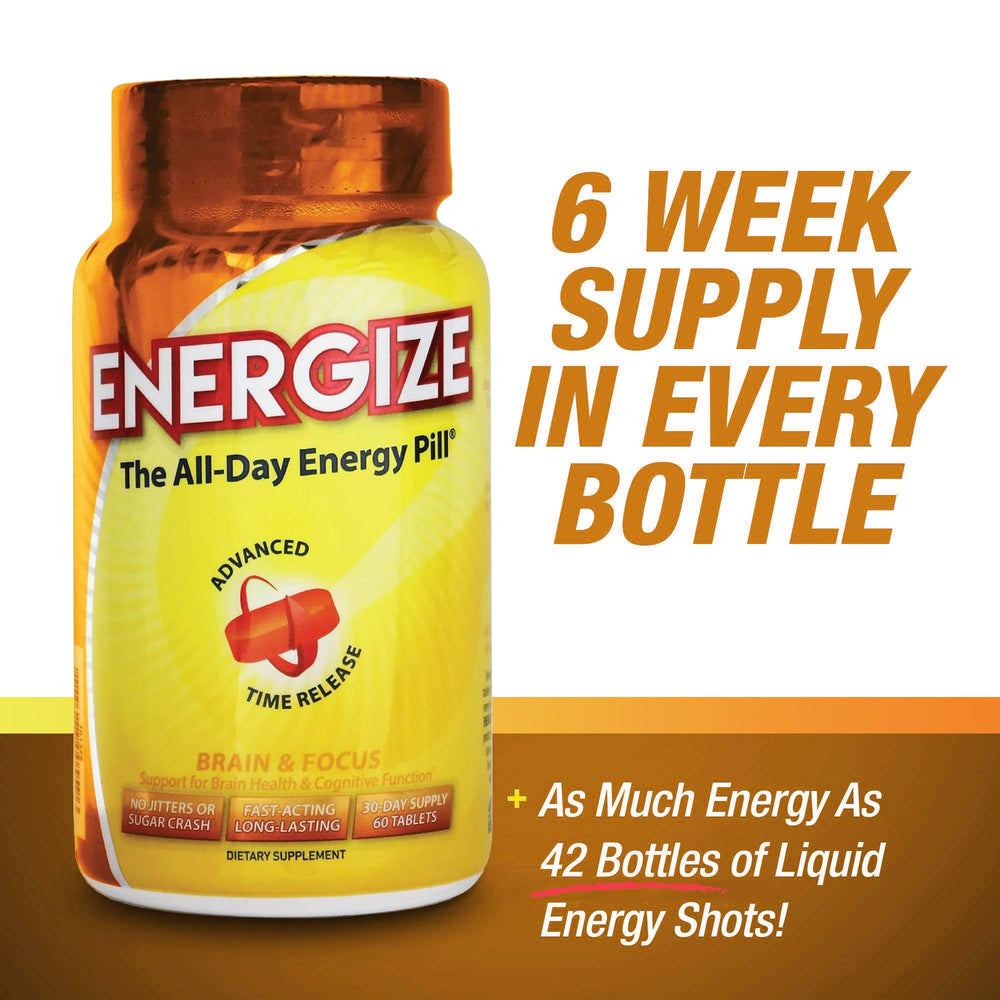 iSatori Energize comprimido en mano para comparar tamaño y dosificación visual
