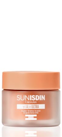 ISDIN empaque frontal de SUNISDIN mostrando 30 cápsulas y beneficios visibles