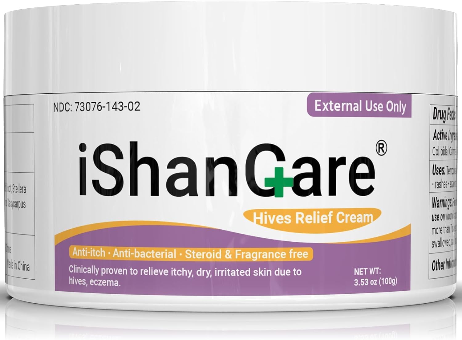 ishancare envase frontal mostrando etiqueta y beneficio alivio rápido
