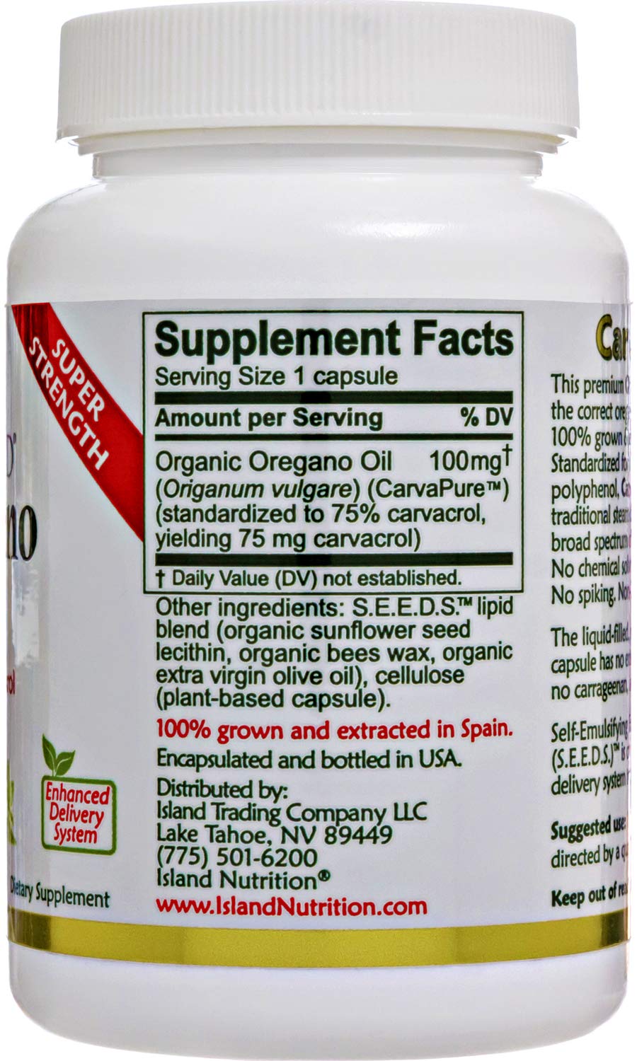 Island Nutrition gota de aceite vertida para mostrar pureza y apariencia oleosa