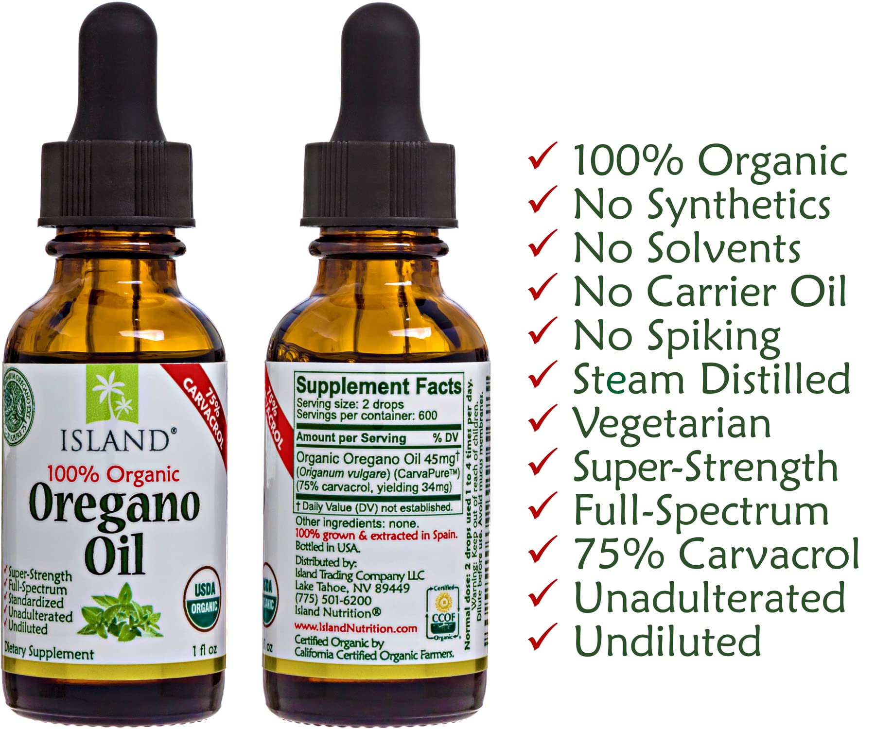 Island Nutrition aceite de orégano usado como condimento en plato casero