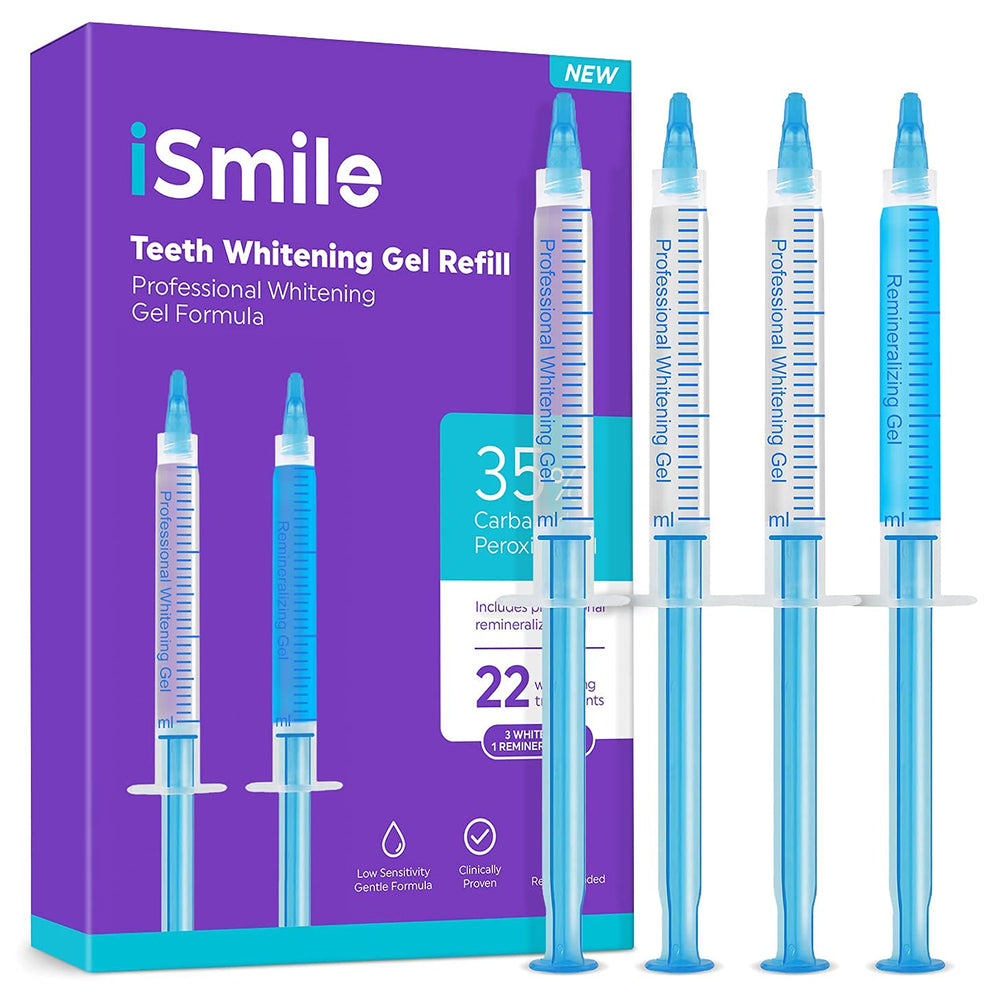 iSmile Whitening jeringas frontales del pack mostrando beneficios profesionales
