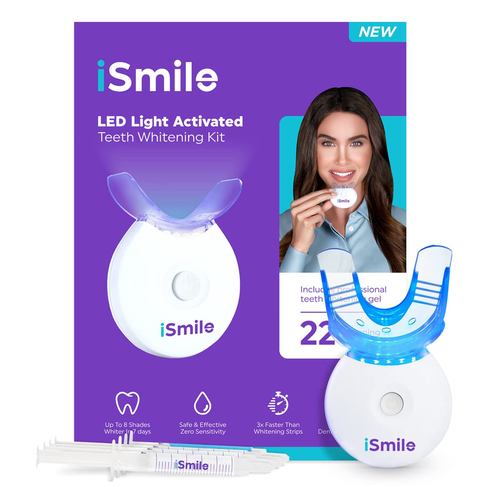 iSmile persona usando la férula con luz LED, sesión de 10 minutos en casa