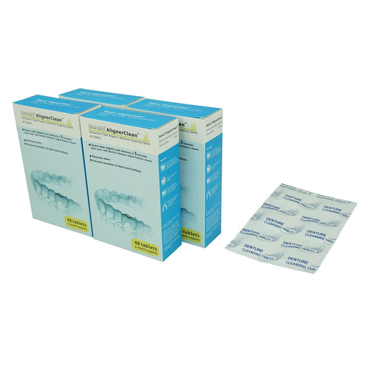 iSonic AlignerClean frente del empaque con 192 tabletas, ahorro visible