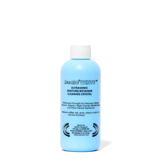 iSonic botella frontal 8oz mostrando el envase y beneficios de limpieza